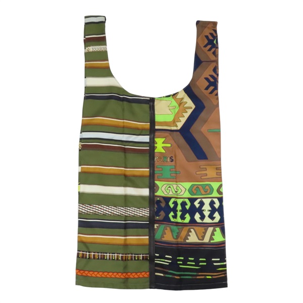綠色 絲質印花 Petit H 手提包 購物袋【HERMES 愛馬仕】