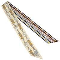 米白色 絲綢 絲巾 Harnais en Rosace Twilly【HERMES 愛馬仕】