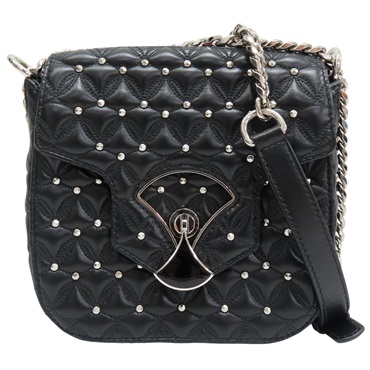 黑色 牛皮 圓鉚釘 Divas Dream 鍊帶肩背包【BVLGARI 寶格麗】