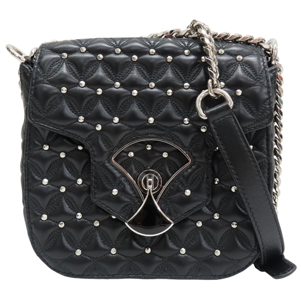 黑色 牛皮 圓鉚釘 Divas Dream 鍊帶肩背包【BVLGARI 寶格麗】