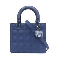 深藍色 牛皮 Ultra Matte 籐格紋 Lady Dior 兩用包【Dior 迪奧 】