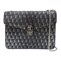 黑色 亮面特殊皮革 Serpenti Forever 肩背包【BVLGARI 寶格麗】