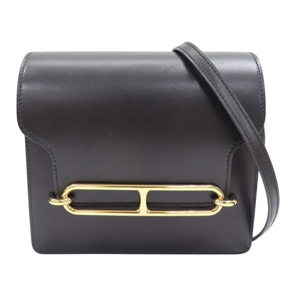 黑色 Evergrain牛皮 Roulis 肩背包 A刻 金釦【HERMES 愛馬仕】