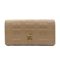 棕色 格紋羊皮 扣式長夾【BURBERRY 巴寶莉】