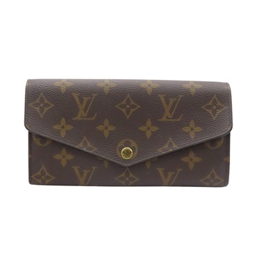 棕色 原花帆布 Sarah 扣式長夾【LOUIS VUITTON LV 路易威登】 M60531