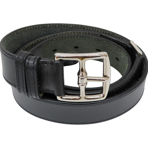 黑色牛皮 Etriviere 皮帶 口N刻【HERMES 愛馬仕】