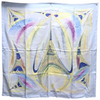 藍色 La Tour Eiffel S'envole 絲綢 絲巾 90x90【HERMES 愛馬仕】