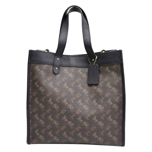 棕色 提花帆布 牛皮 FIELD 手提包 89143 (無背帶) 89143【COACH 寇馳】 89143