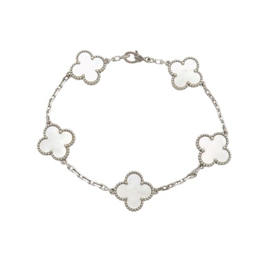 18K白金 珍珠母貝 Vintage Alhambra 手鍊【Van Cleef ＆ Arpels 梵克雅寶】 VCARF48400