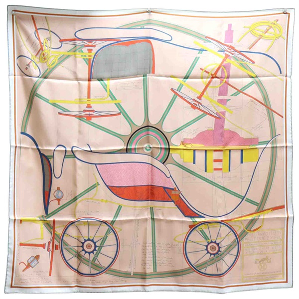 粉膚色 Petit Duc 絲綢 絲巾 90x90【HERMES 愛馬仕】