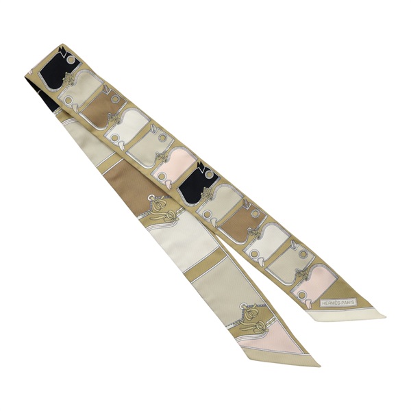 卡其色 絲綢 絲巾【HERMES 愛馬仕】