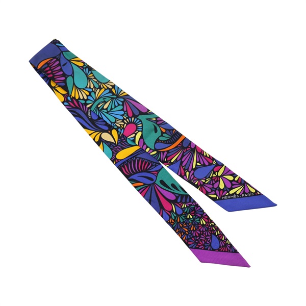 藍/紫色 絲綢 絲巾【HERMES 愛馬仕】