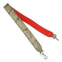 棕/橘色 牛皮 蟒蛇皮 背帶【FENDI 芬迪】