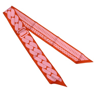 橘色 Clic C'est Noue Twilly 絲綢 絲巾【HERMES 愛馬仕】 H063983S