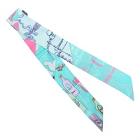 淺藍色 twily 絲綢 絲巾【HERMES 愛馬仕】 H063158S