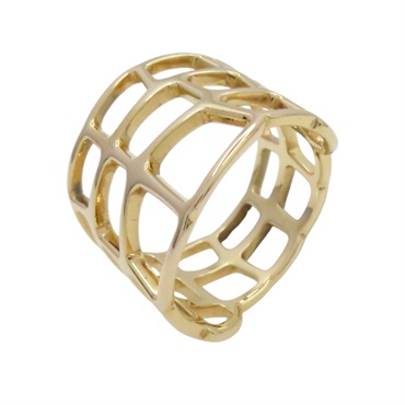 18K玫瑰金 縷空 寬戒指 53【HERMES 愛馬仕】