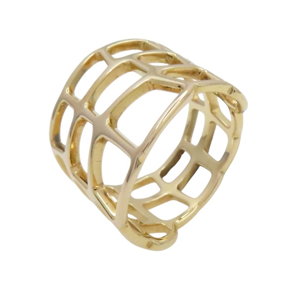 18K玫瑰金 縷空 寬戒指 53【HERMES 愛馬仕】