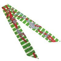 綠/紅色 絲綢 絲巾 Brides de Gala Twilly【HERMES 愛馬仕】