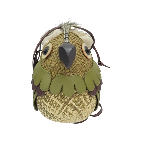 Paula's Ibiza 綠色 拉菲草編織 牛皮 Bird Iraca 肩背包【LOEWE 羅威】