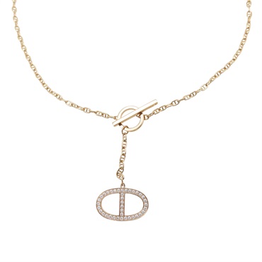 18K玫瑰金 鑽石 Chaine D'ancre Contour 項鍊【HERMES 愛馬仕】 H122303B