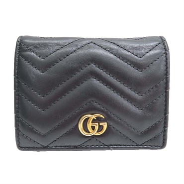 黑色 牛皮 GG Marmont Wallet 兩折短夾【GUCCI 古馳】 466492