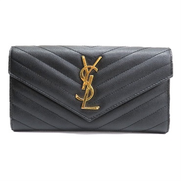 黑色牛皮 Cassandre Matelasse 扣式 長夾【SAINT LAURENT YSL 聖羅蘭】 372264