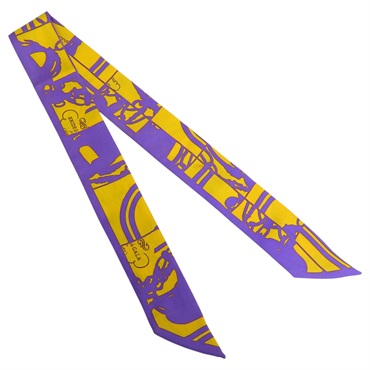 紫/黃色 絲綢 絲巾 Brides de Gala Twilly【HERMES 愛馬仕】