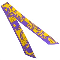 紫/黃色 絲綢 絲巾 Brides de Gala Twilly【HERMES 愛馬仕】