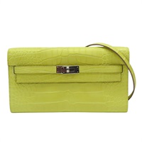 金盞花黃 鱷魚皮 Kelly To Go Wallet 肩背包 B刻 銀扣【HERMES 愛馬仕】