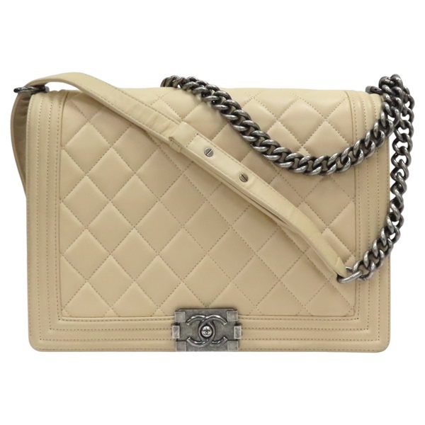 米白色 菱格紋 羊皮 BOY 30 肩背包【CHANEL 香奈兒】
