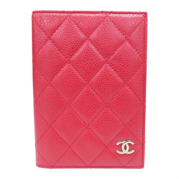 紅色 菱格紋 牛皮 護照夾 無卡【CHANEL 香奈兒】