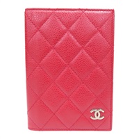 紅色 菱格紋 牛皮 護照夾 無卡【CHANEL 香奈兒】