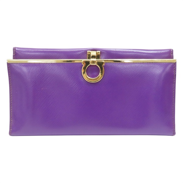 紫色 牛皮 扣式長夾【Salvatore Ferragamo 費拉格慕】