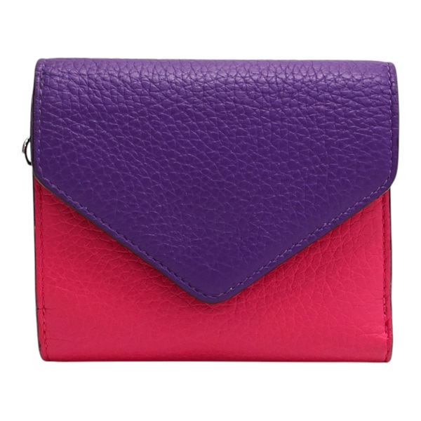 桃紅/紫色牛皮 扣式 短夾【Dior 迪奧】