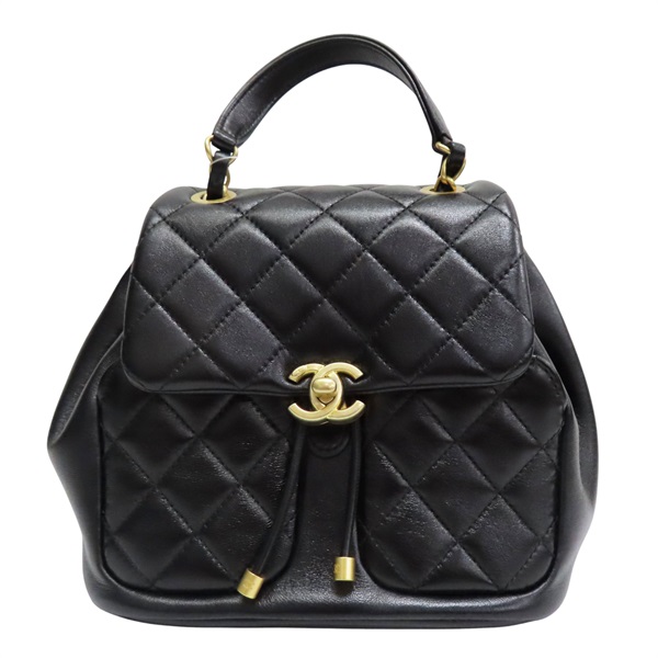 黑色 羊皮 Matelasse 後背包 金釦【CHANEL 香奈兒】 AS4493