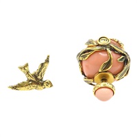 粉色 鍍金 不對稱 針式耳環【Dior 迪奧】