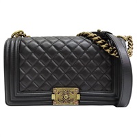 黑色 羊皮 Boy 25 鍊帶 肩背包 特殊金扣【CHANEL 香奈兒】 A67086