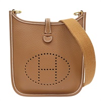 金棕色 Taurillon牛皮 Mini Evelyne 肩背包 W刻 金扣【HERMES 愛馬仕】