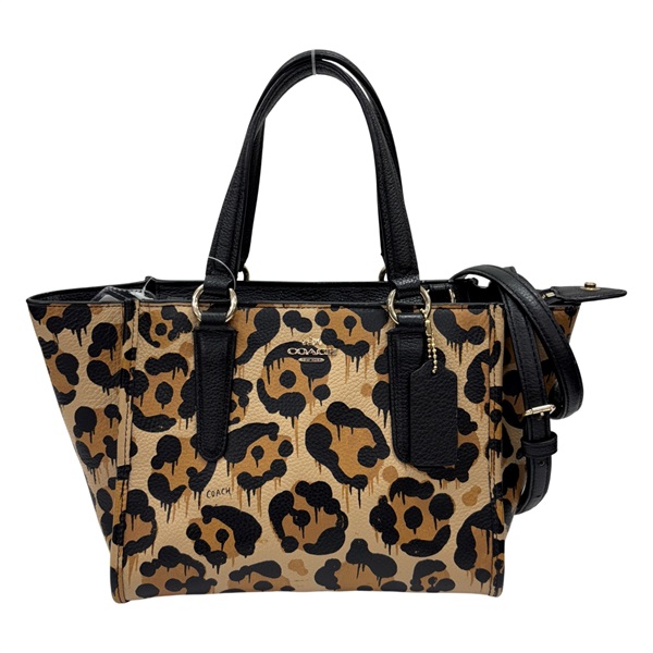 棕色 豹紋皮革 手提包 兩用包【COACH 寇馳】 36321