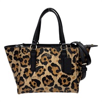 棕色 豹紋皮革 手提包 兩用包【COACH 寇馳】 36321