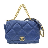 深藍色 羊皮 19 Flap Bag 兩用包 金扣【CHANEL 香奈兒】 AS1162