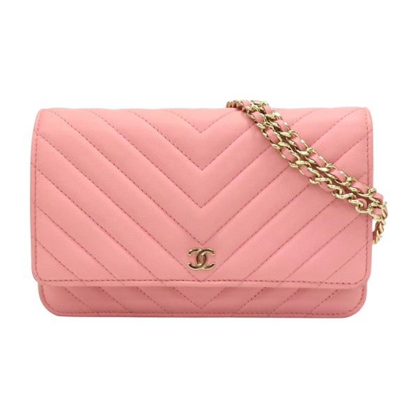 粉色 山形紋牛皮 WOC 肩背包【CHANEL 香奈兒】