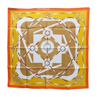 橘/黃色 絲綢 FIGURE ARTISTIQUE 方巾 90x90【HERMES 愛馬仕】 004009S 02