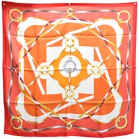 硃砂紅 Figure Artistique 絲綢 絲巾 004009S 01 90x90【HERMES 愛馬仕】 004009S 01