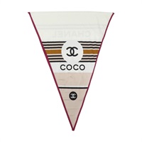白色 絲綢 三角巾 圍巾【CHANEL 香奈兒】