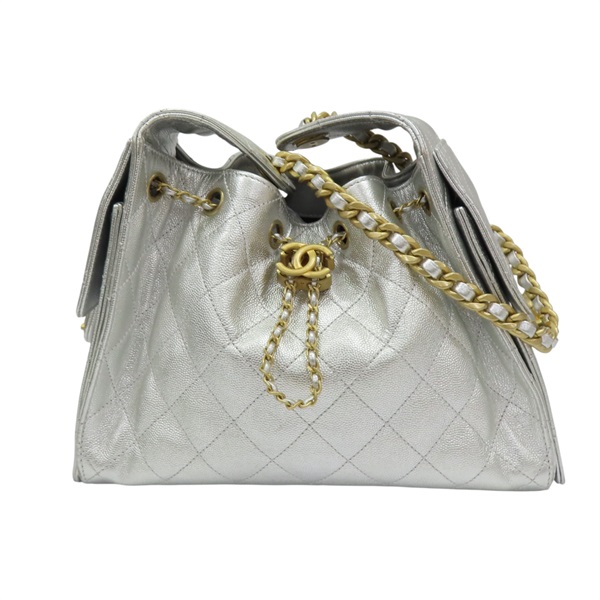 銀色 荔枝紋 牛皮 25 Hobo 小型包 肩背包【CHANEL 香奈兒】 AS5293