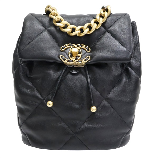 黑色 羊皮 19 後背包【CHANEL 香奈兒】 AS4223