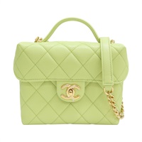 牛油果綠 菱格紋 牛皮 小型化妝包 鏈帶肩背包【CHANEL 香奈兒】