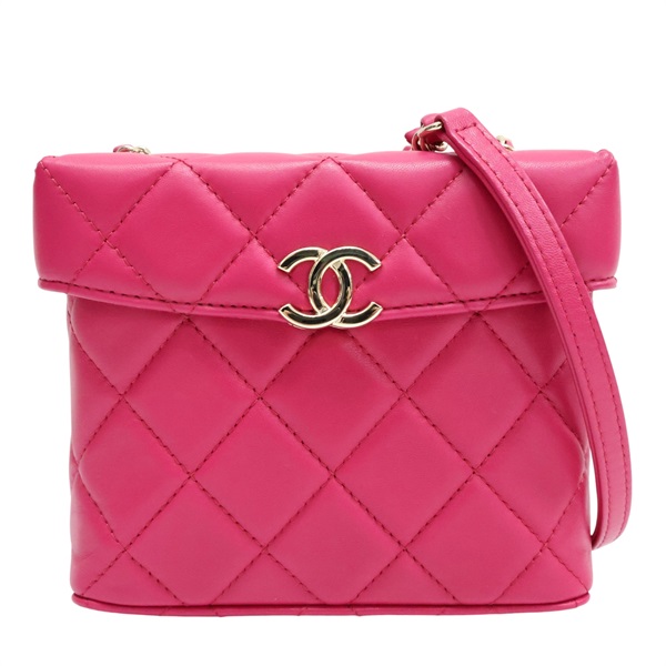 桃紅色 菱格紋 羊皮 鏈帶肩背包【CHANEL 香奈兒】 AS2877