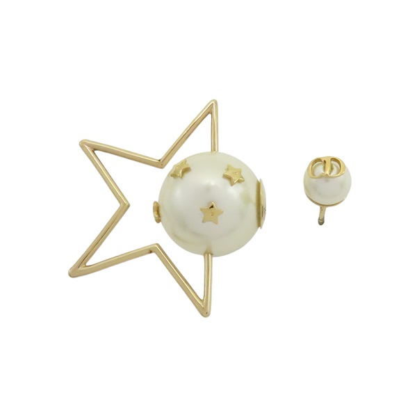 鍍金 珍珠 Tribal 星星 不對稱 耳環【Dior 迪奧 】